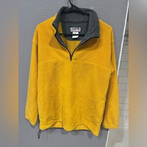 Vintage Men's Medium Yellow Fleece quarter zip outdoor cabin core sweatshirt